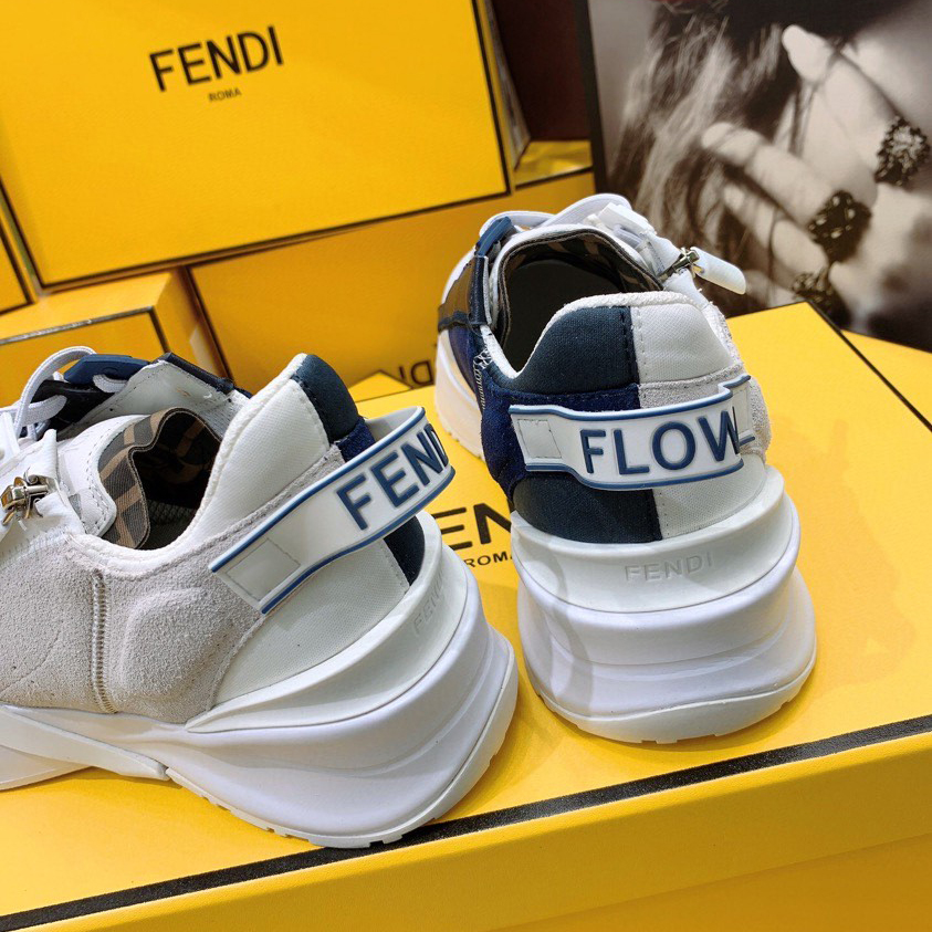 Fendi Flow Beige Suede Low-Tops Sneakers - 