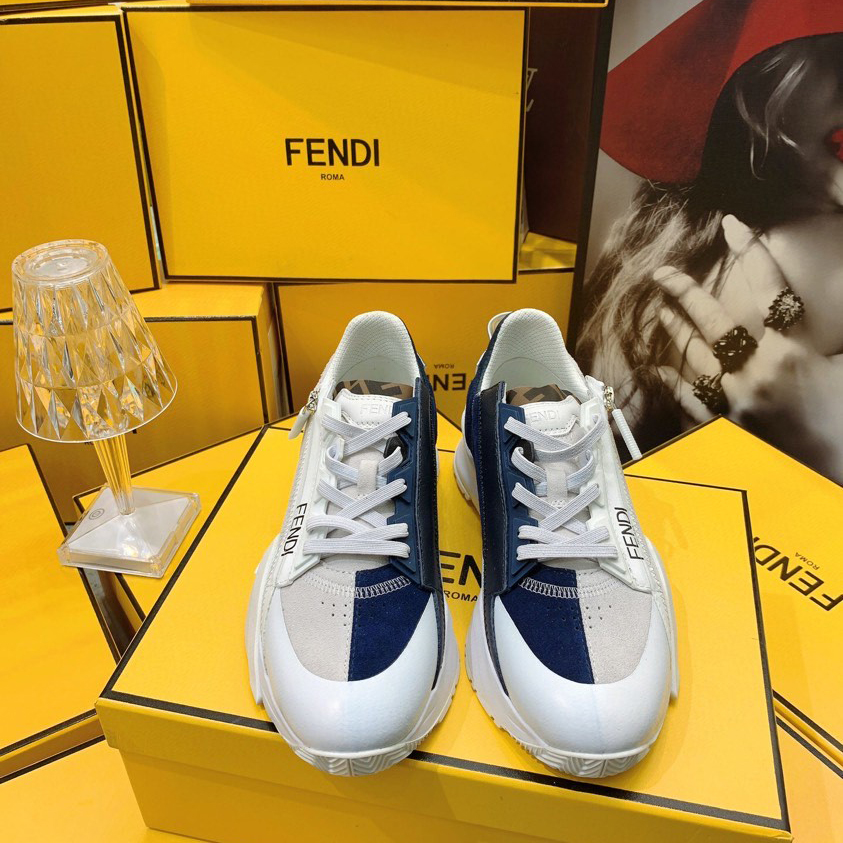 Fendi Flow Beige Suede Low-Tops Sneakers - 