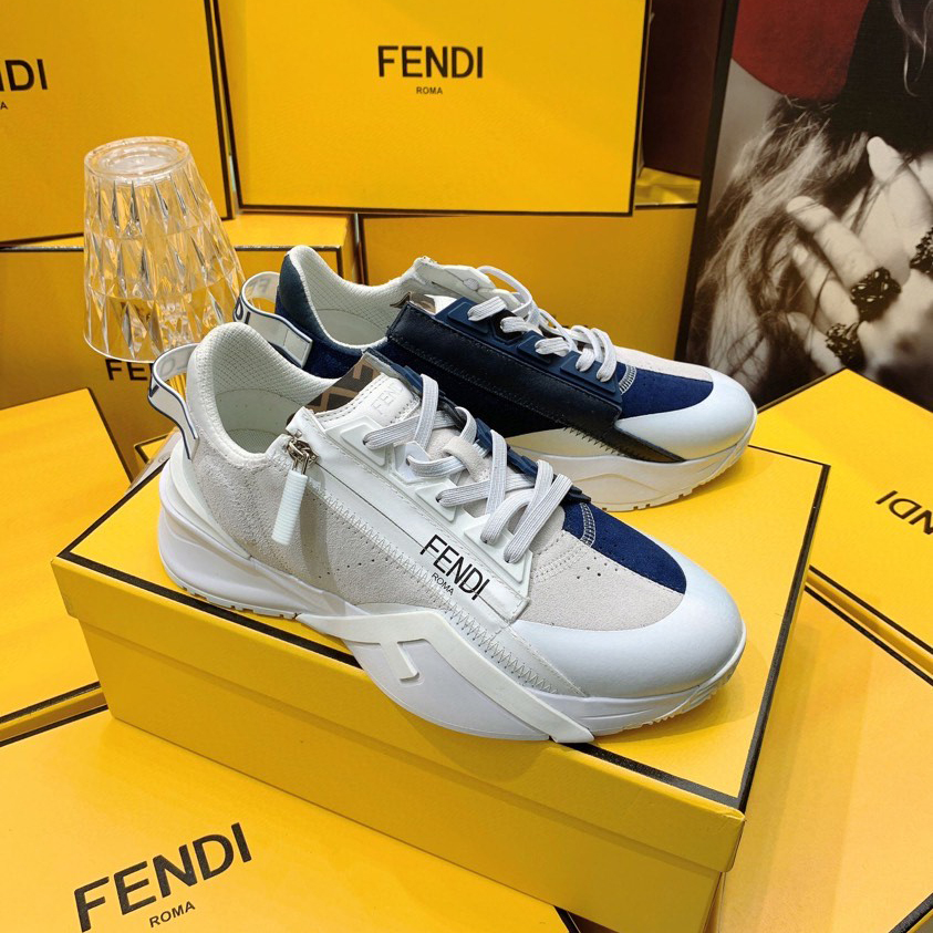 Fendi Flow Beige Suede Low-Tops Sneakers - 