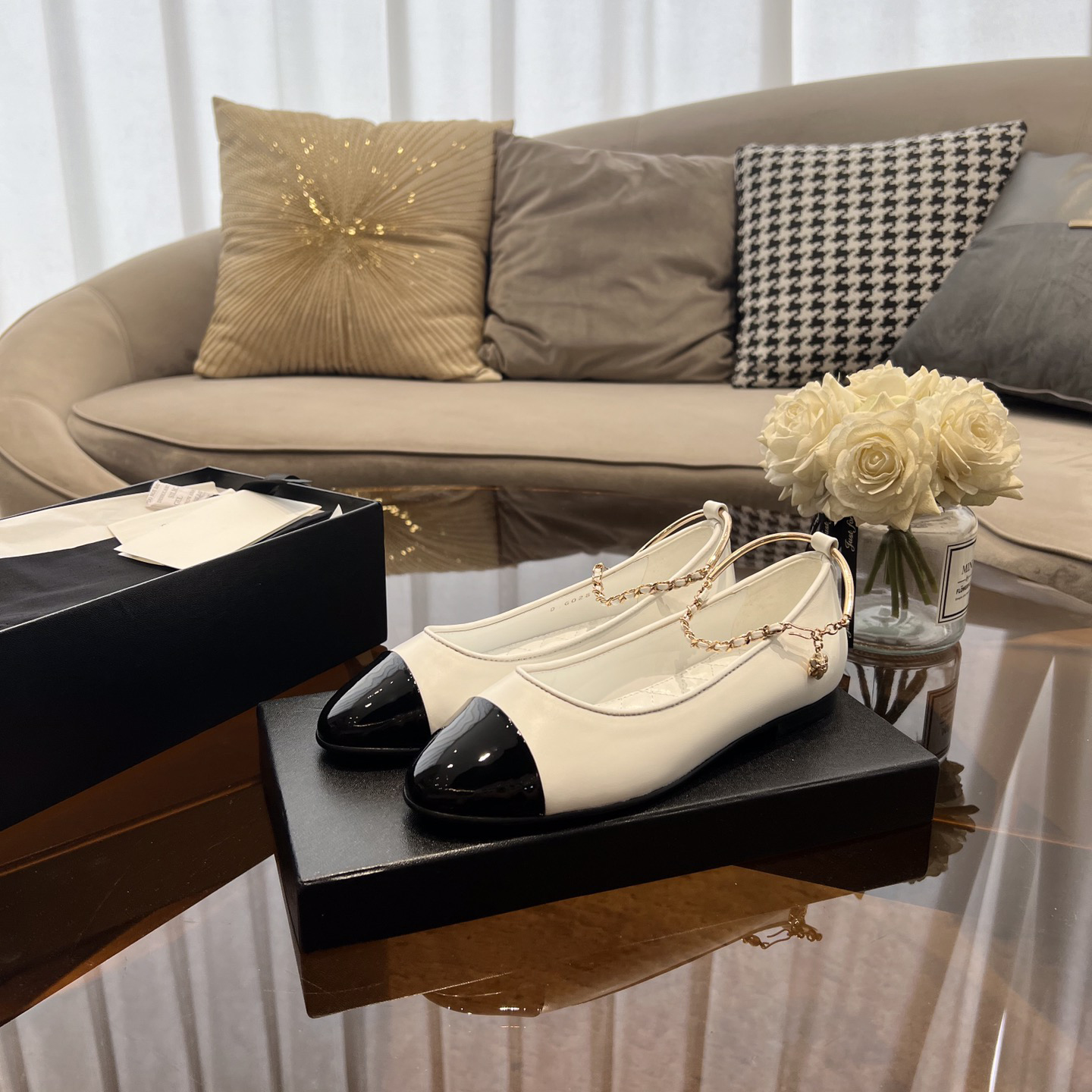 Dior Lambskin & Patent Calfskin Black Ballerinas - PerfectKickZ