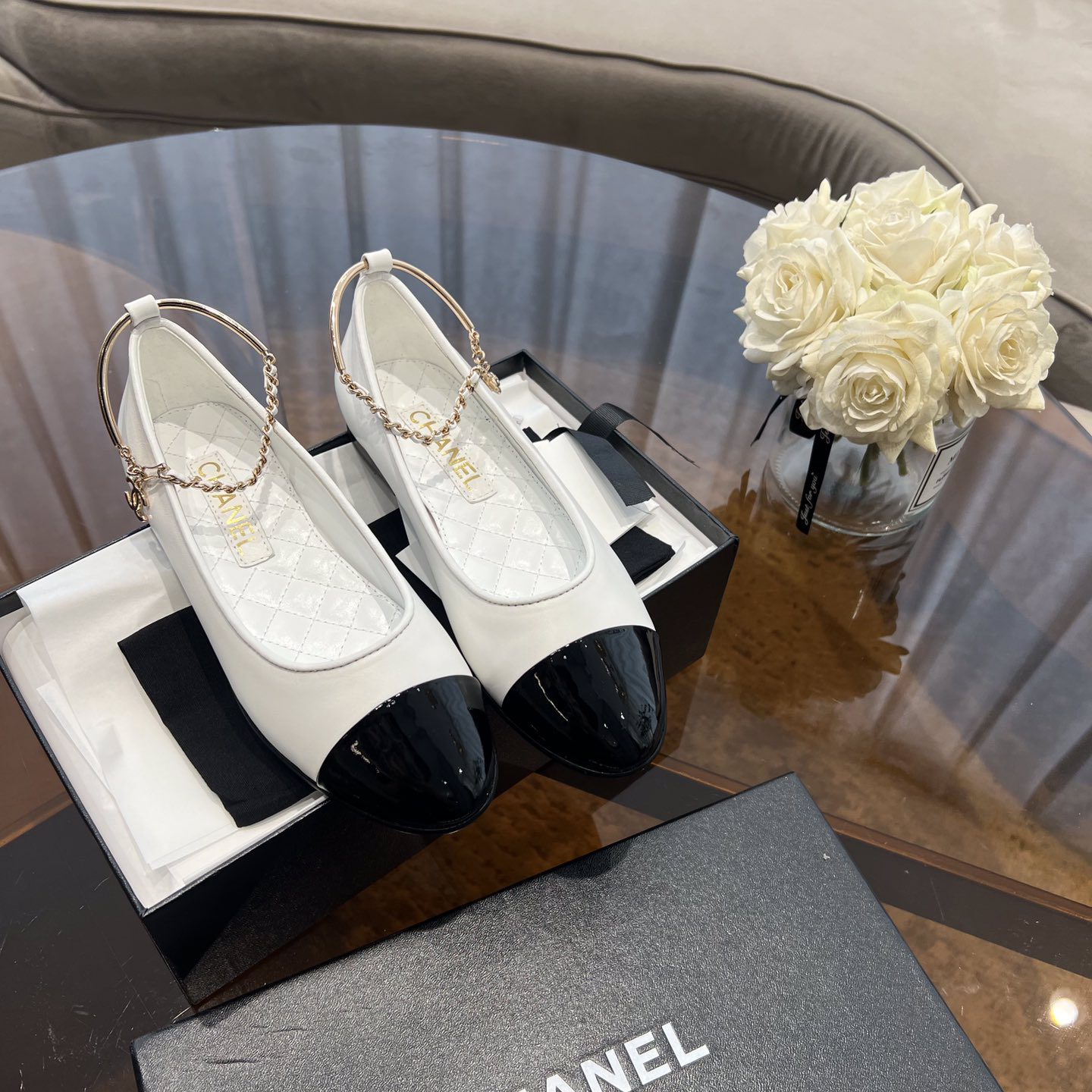 Dior Lambskin & Patent Calfskin Black Ballerinas - PerfectKickZ
