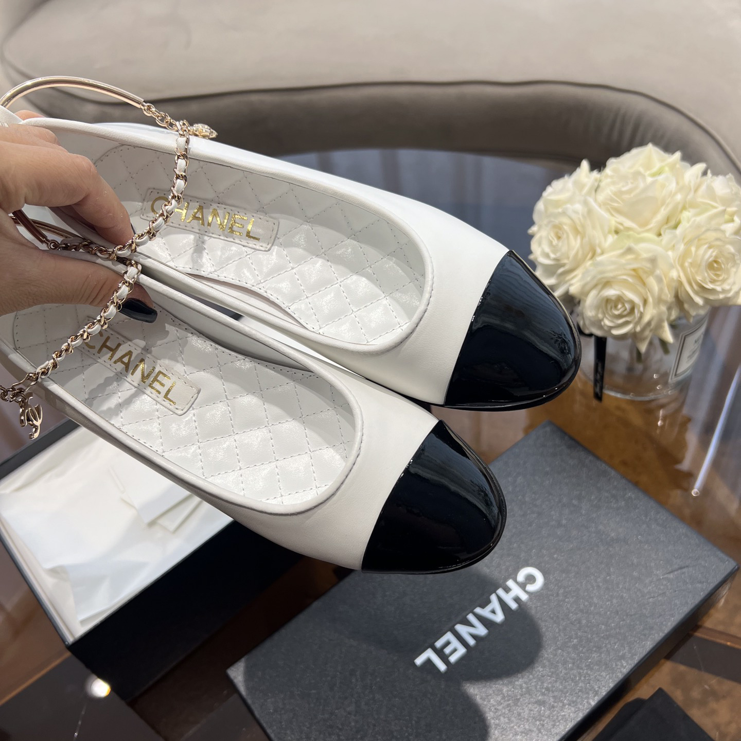 Dior Lambskin & Patent Calfskin Black Ballerinas - PerfectKickZ