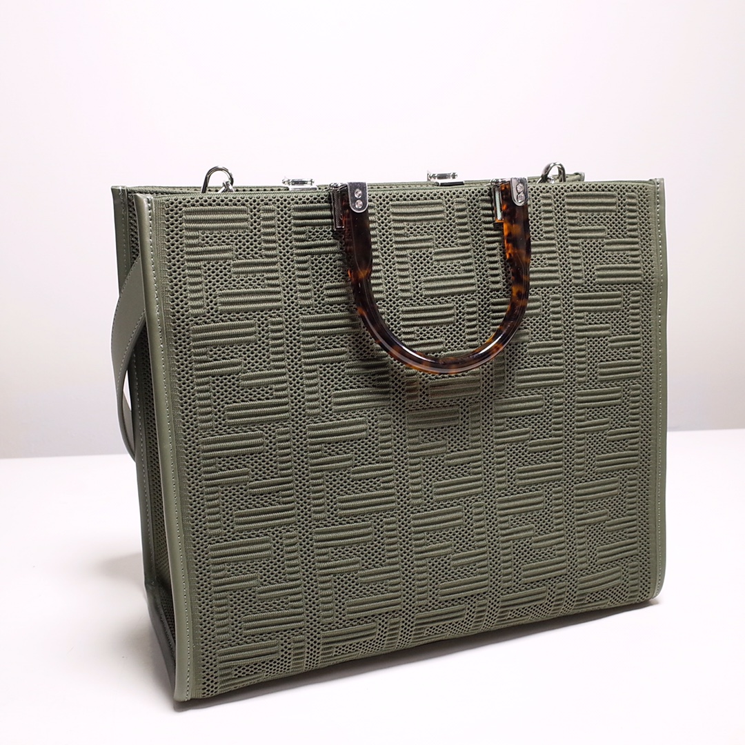 Fendi Sunshine Medium Shopper Bag In Green(35-31-17cm)  8BH386 - PerfectKickZ