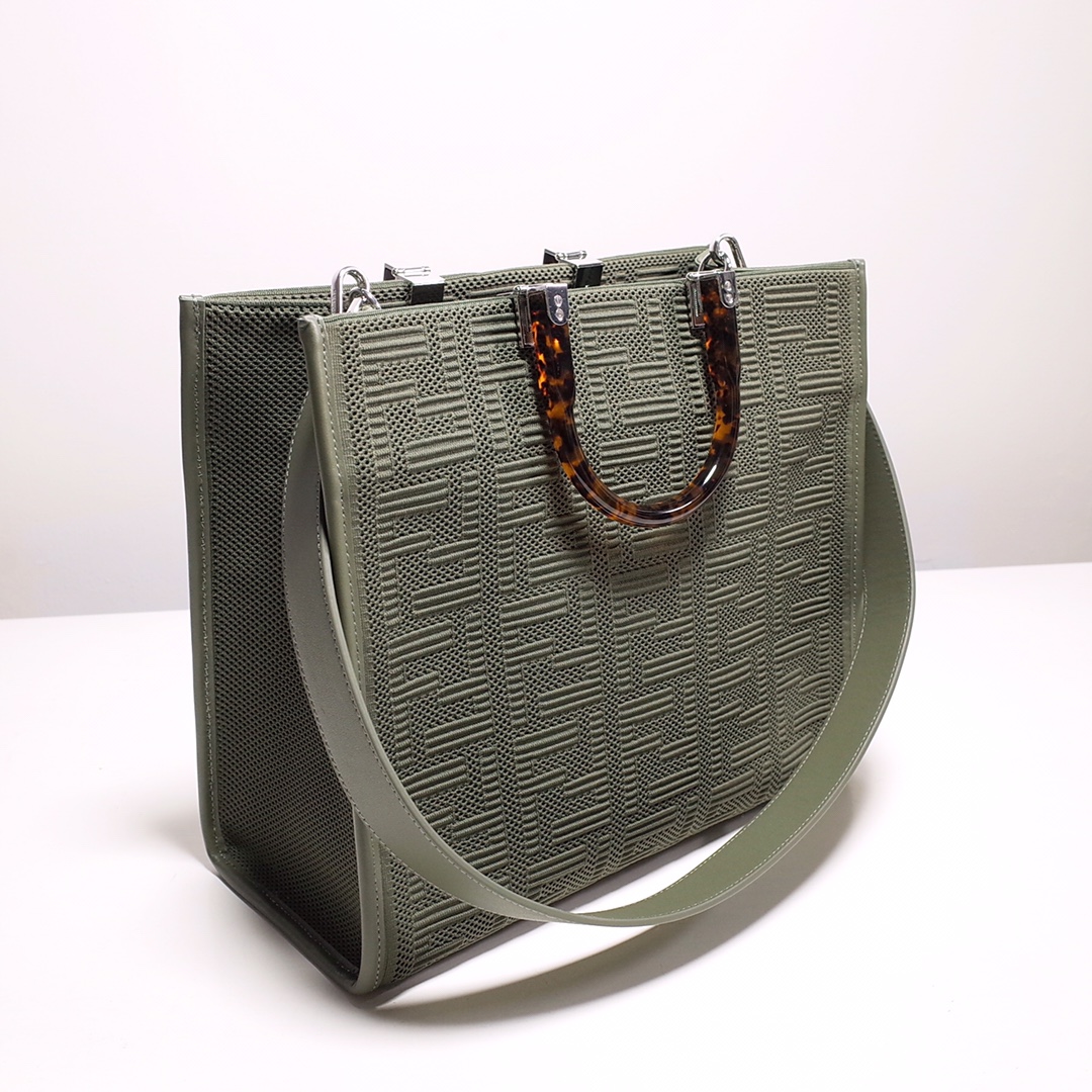 Fendi Sunshine Medium Shopper Bag In Green(35-31-17cm)  8BH386 - PerfectKickZ