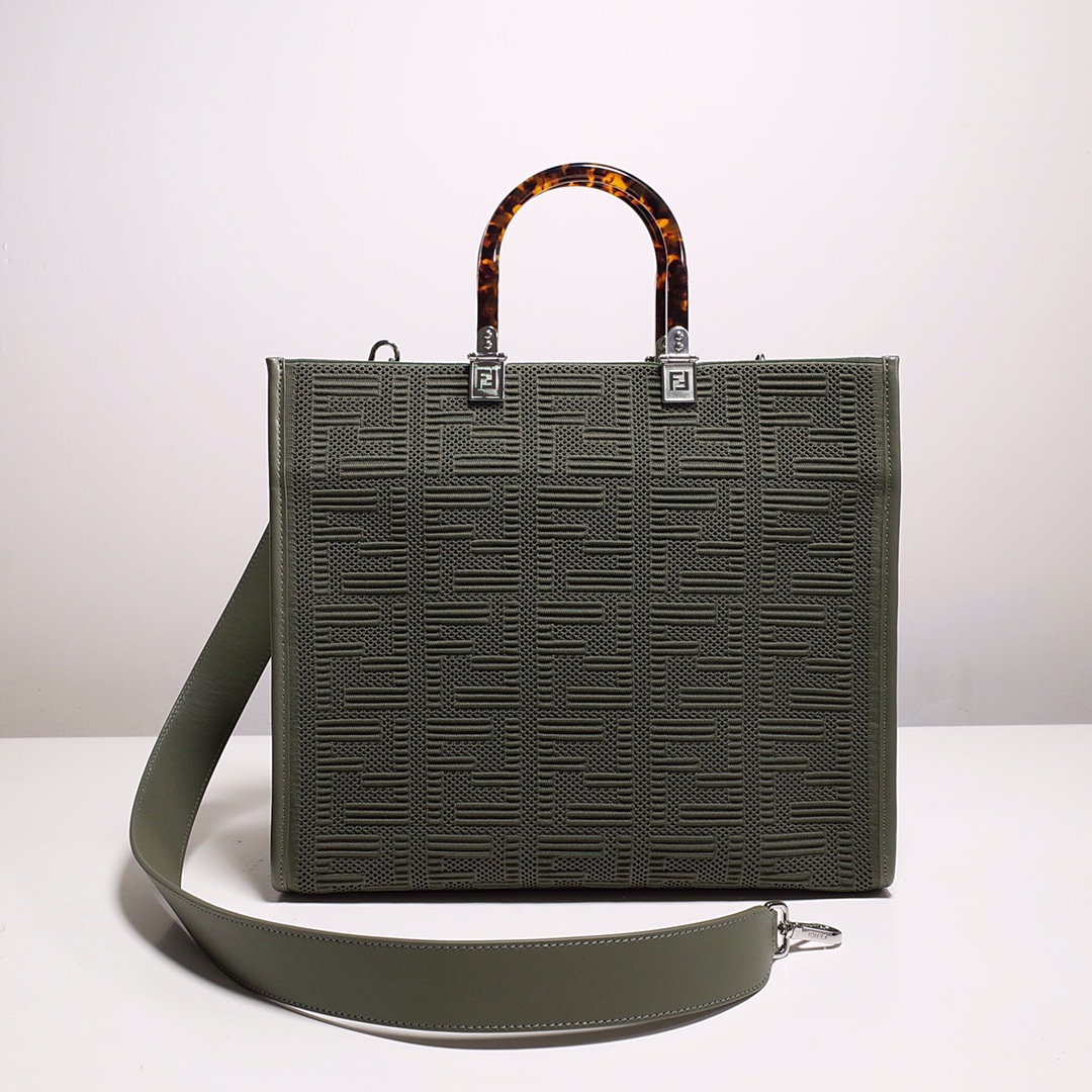 Fendi Sunshine Medium Shopper Bag In Green(35-31-17cm)  8BH386 - PerfectKickZ