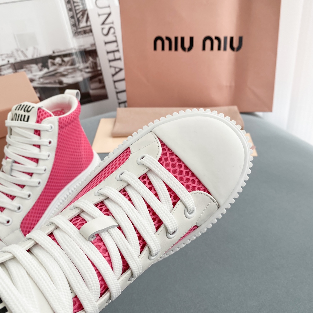 Miu Miu Mesh Flatform High-Top Sneakers - 