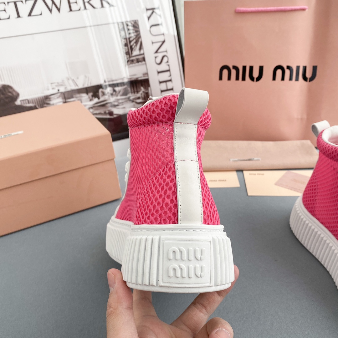 Miu Miu Mesh Flatform High-Top Sneakers - 