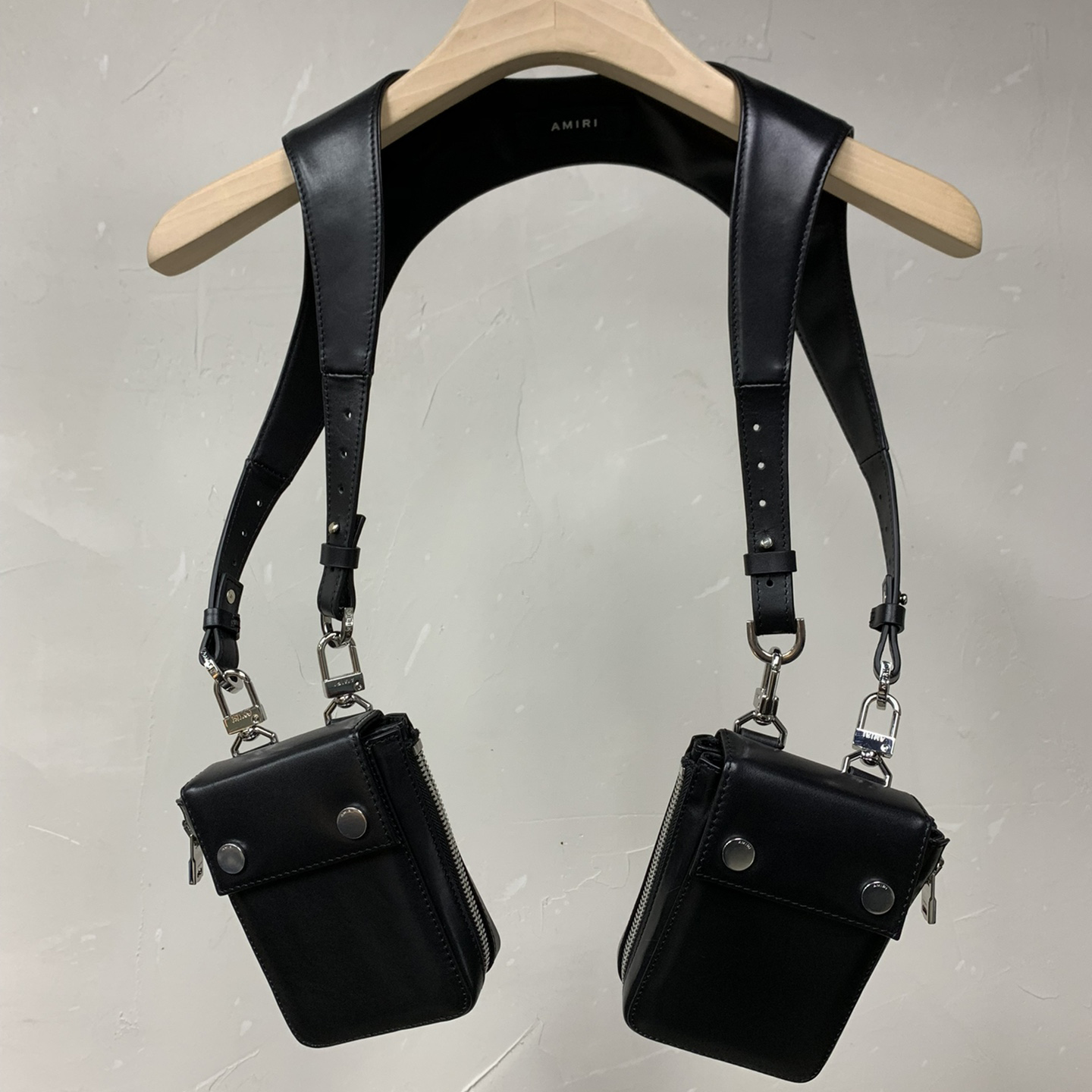 Amiri Black Leather Harness Bag - PerfectKickZ