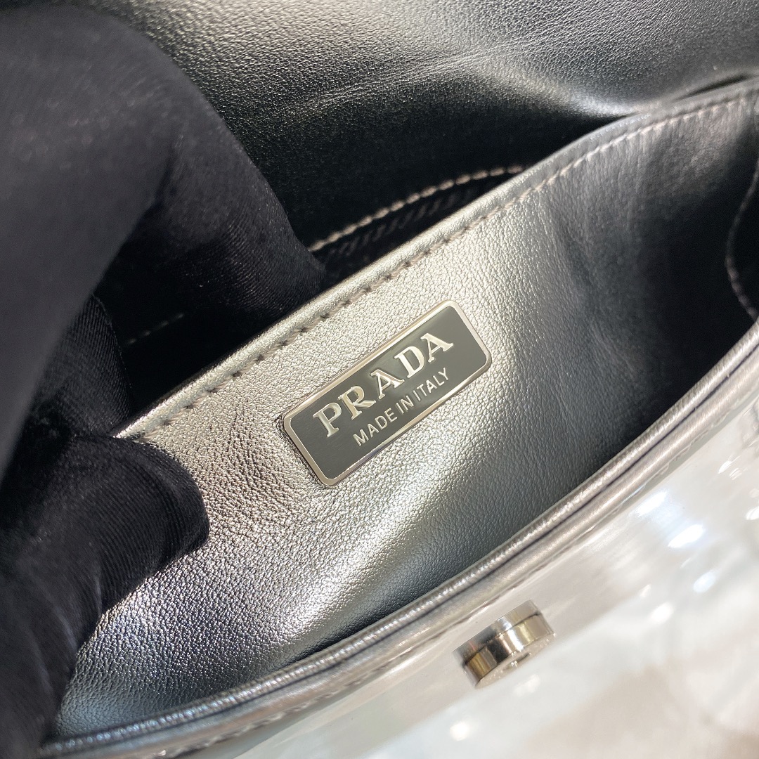 Prada Cleo Brushed Leather Shoulder Bag In Silver(24-19-6cm)   1BD303 - PerfectKickZ