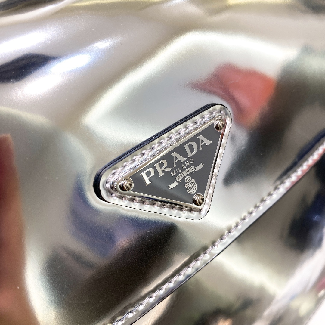 Prada Cleo Brushed Leather Shoulder Bag In Silver(24-19-6cm)   1BD303 - PerfectKickZ