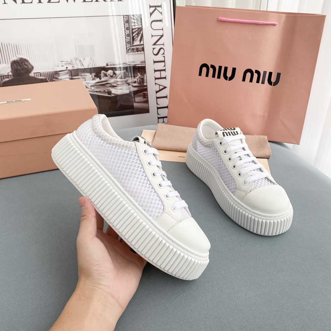 Miu Miu Mesh Flatform Sneakers - PerfectKickZ