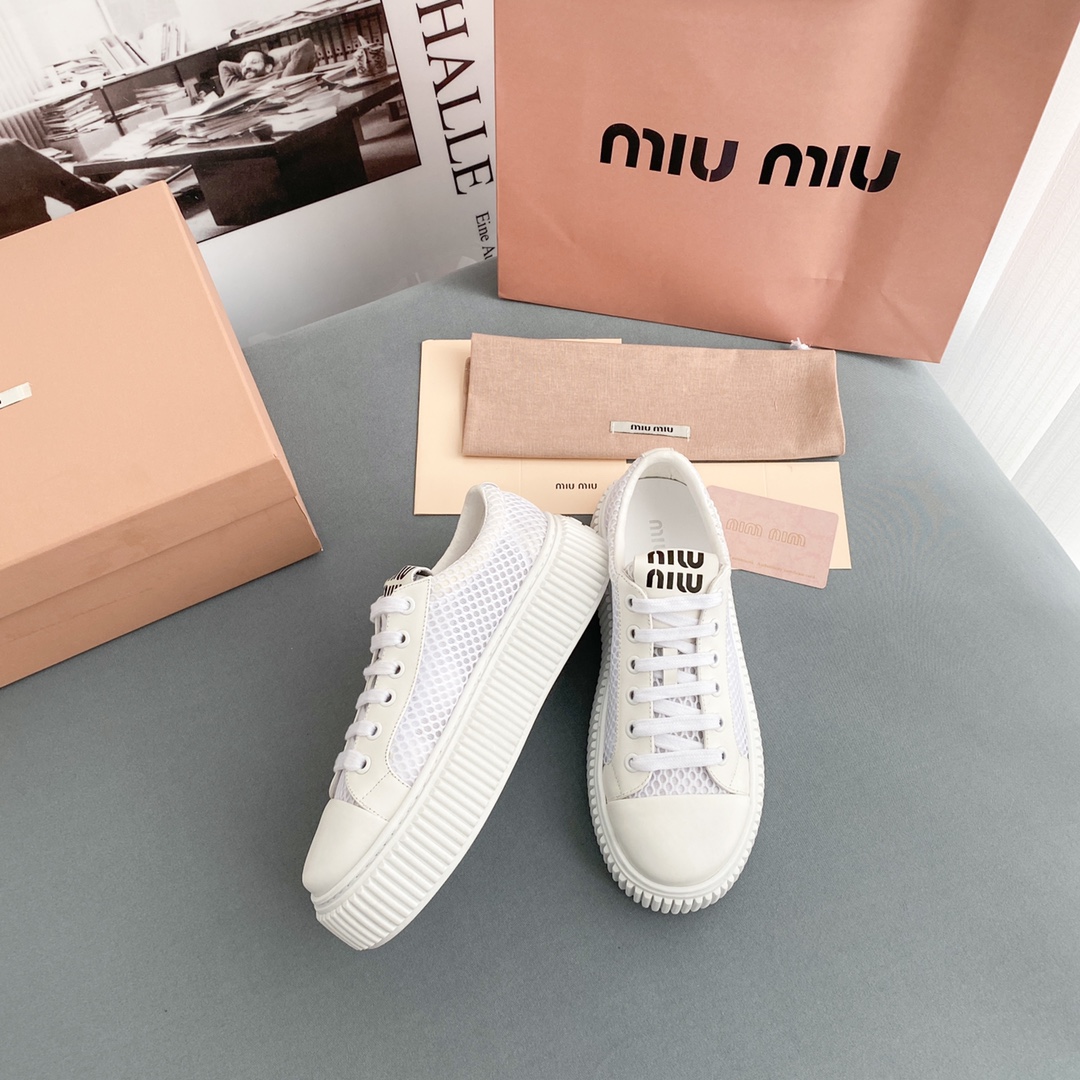 Miu Miu Mesh Flatform Sneakers - PerfectKickZ
