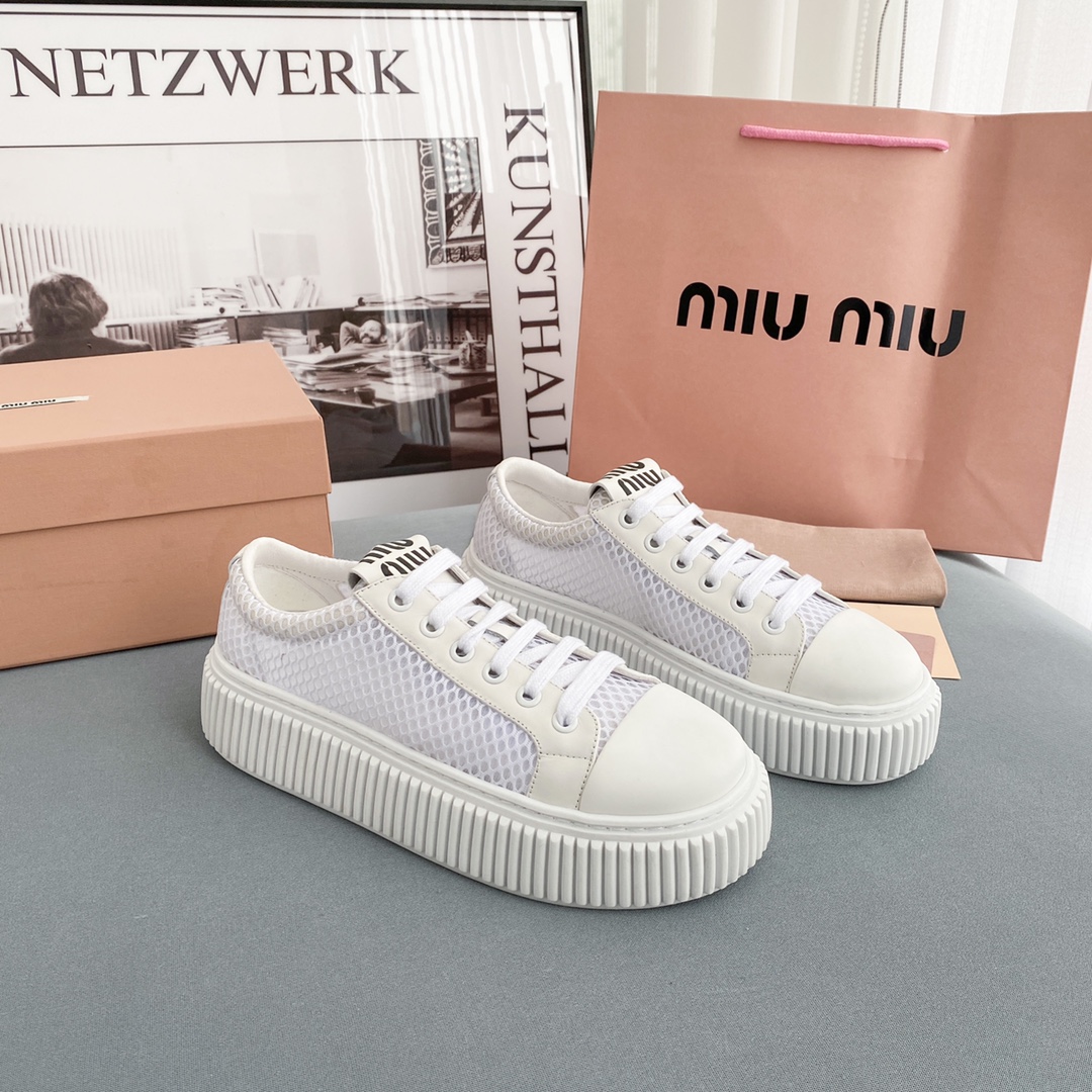 Miu Miu Mesh Flatform Sneakers - PerfectKickZ
