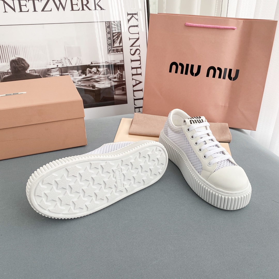 Miu Miu Mesh Flatform Sneakers - PerfectKickZ