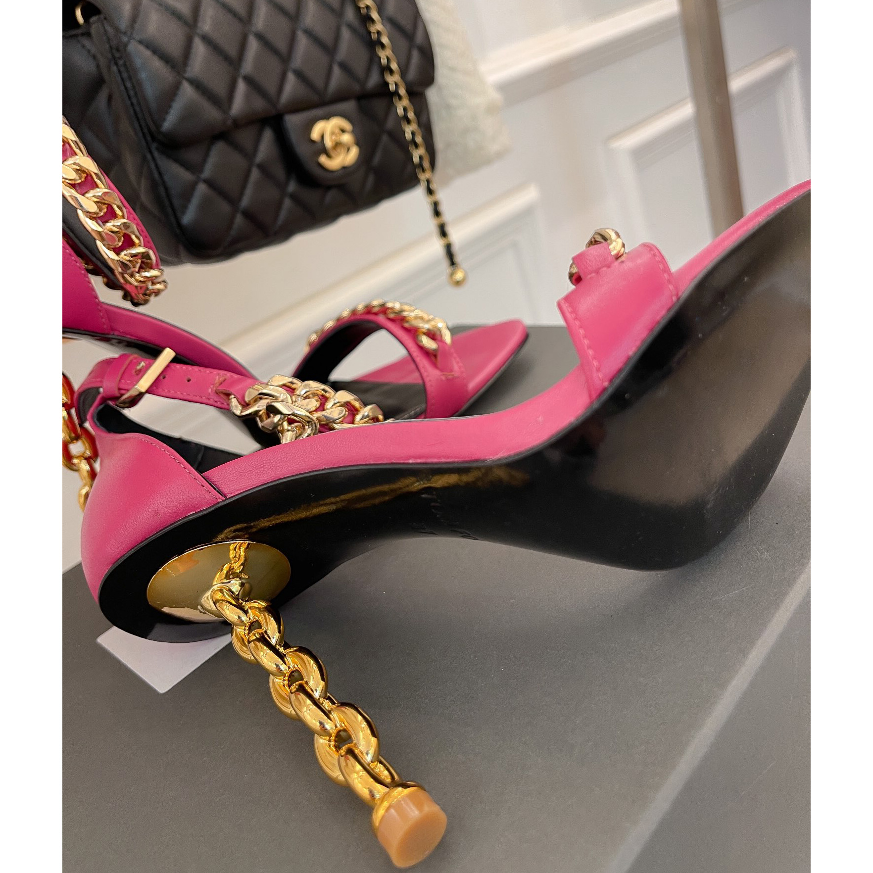 Tom Ford Chain-Trimmed Leather Sandals With Heel Height Of 10.5cm - PerfectKickZ