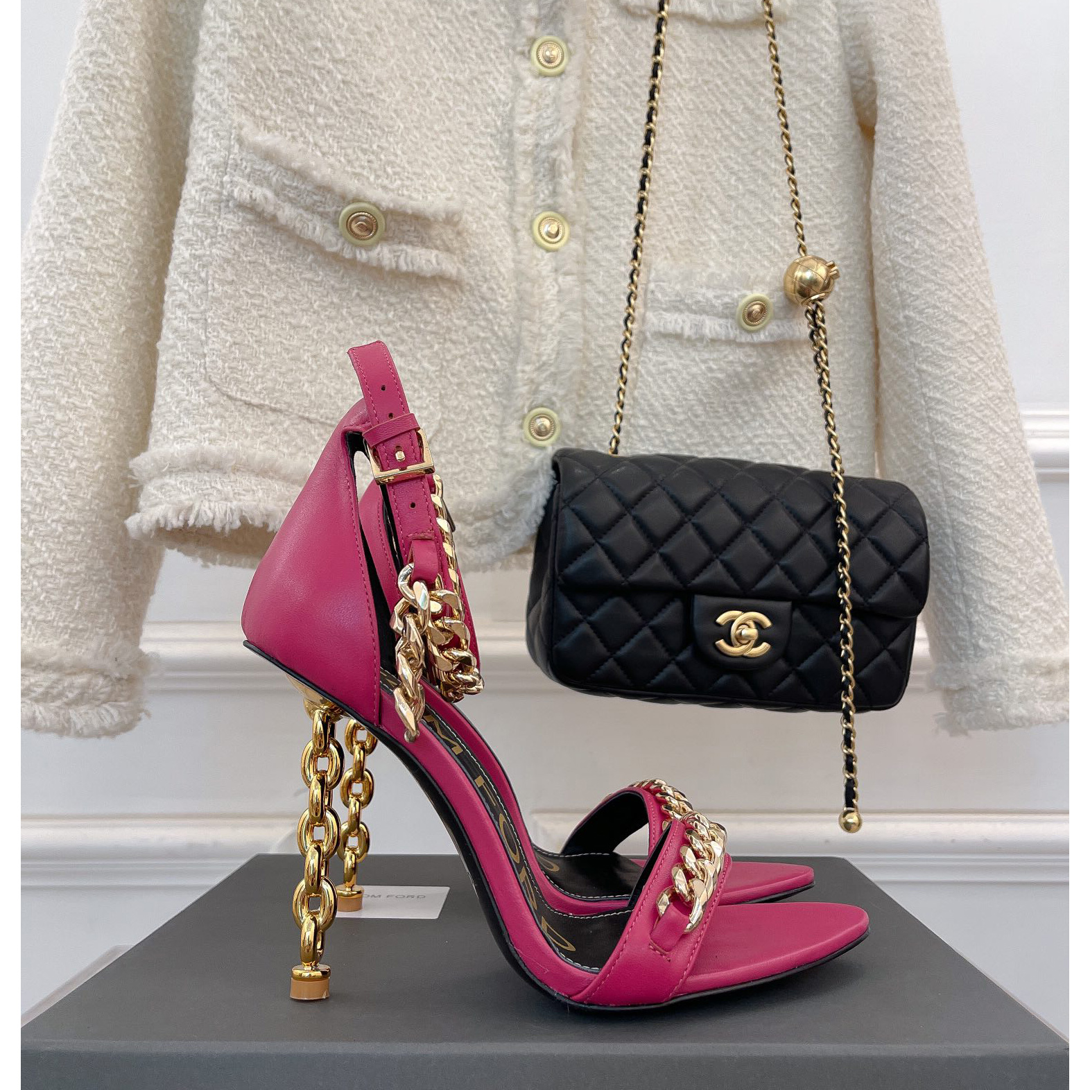 Tom Ford Chain-Trimmed Leather Sandals With Heel Height Of 10.5cm - PerfectKickZ