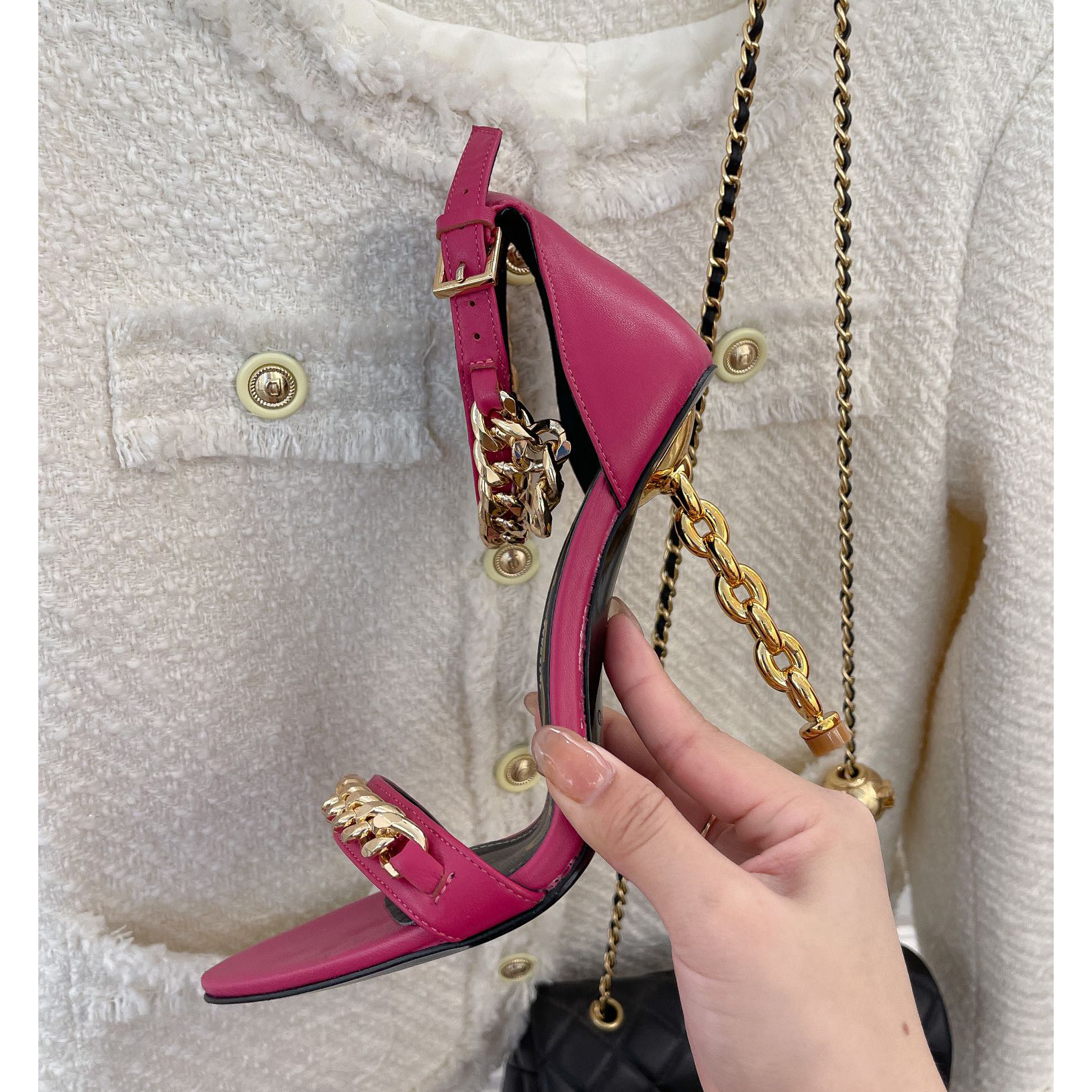 Tom Ford Chain-Trimmed Leather Sandals With Heel Height Of 10.5cm - PerfectKickZ