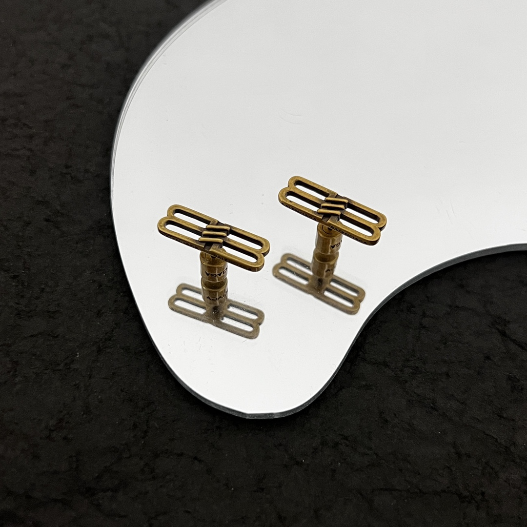 Balenciaga BB Icon Earrings In Aged-Gold Brass - PerfectKickZ