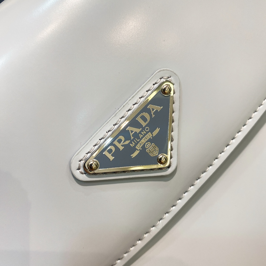 Prada Cleo Brushed Leather Shoulder Bag In Grey(24-19-6cm)   1BD303 - PerfectKickZ