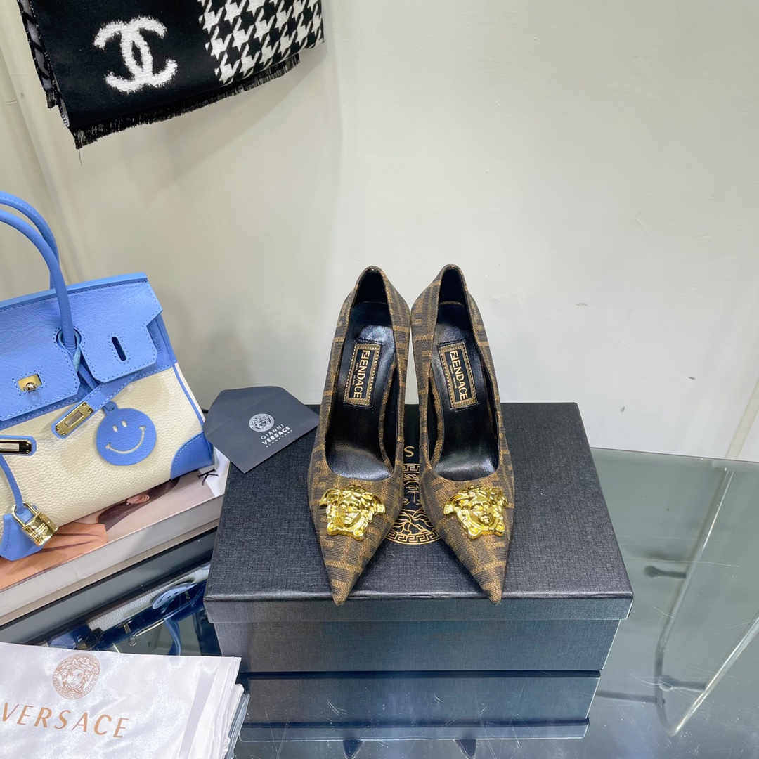 Versace x Fendi Fendace FF Jacquard Pumps - PerfectKickZ