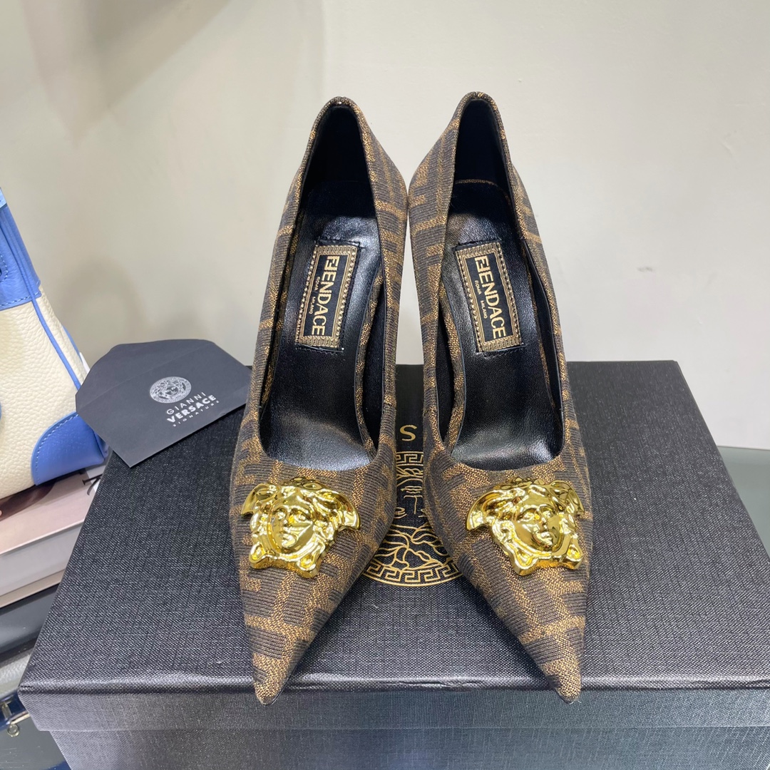 Versace x Fendi Fendace FF Jacquard Pumps - PerfectKickZ