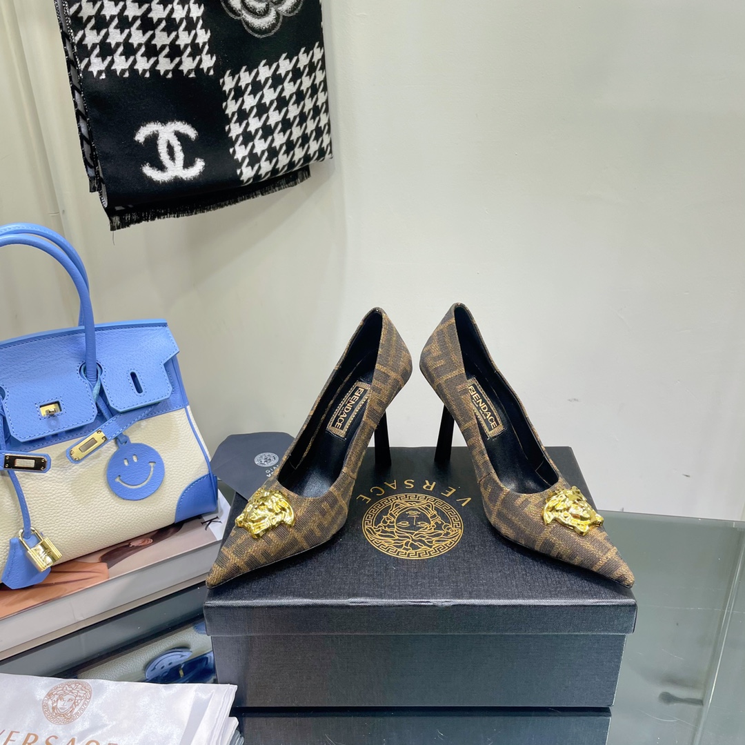 Versace x Fendi Fendace FF Jacquard Pumps - PerfectKickZ