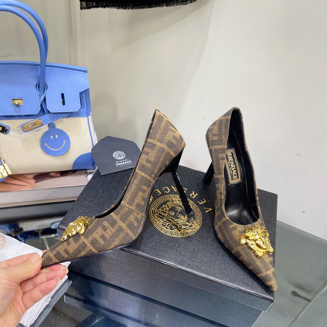 Versace x Fendi Fendace FF Jacquard Pumps - PerfectKickZ