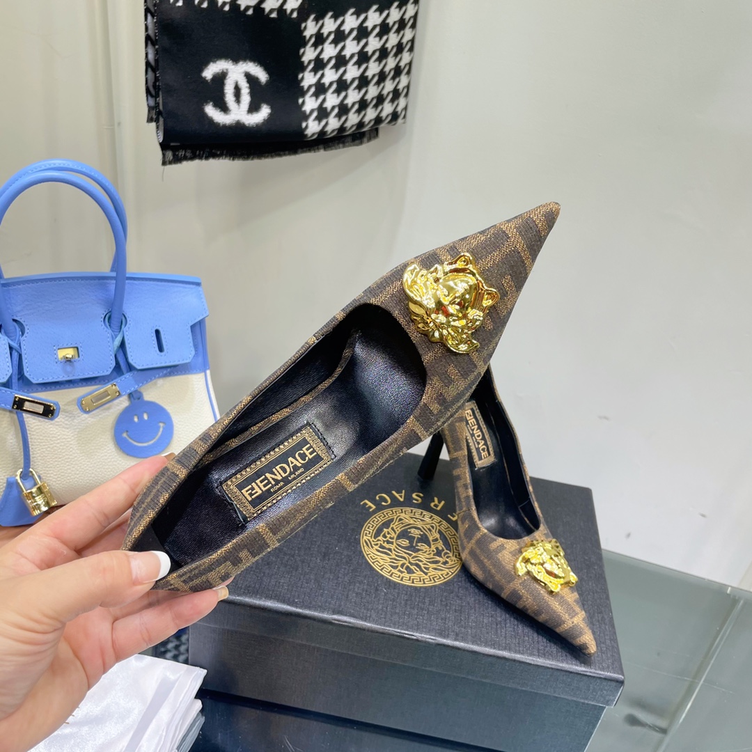Versace x Fendi Fendace FF Jacquard Pumps - PerfectKickZ