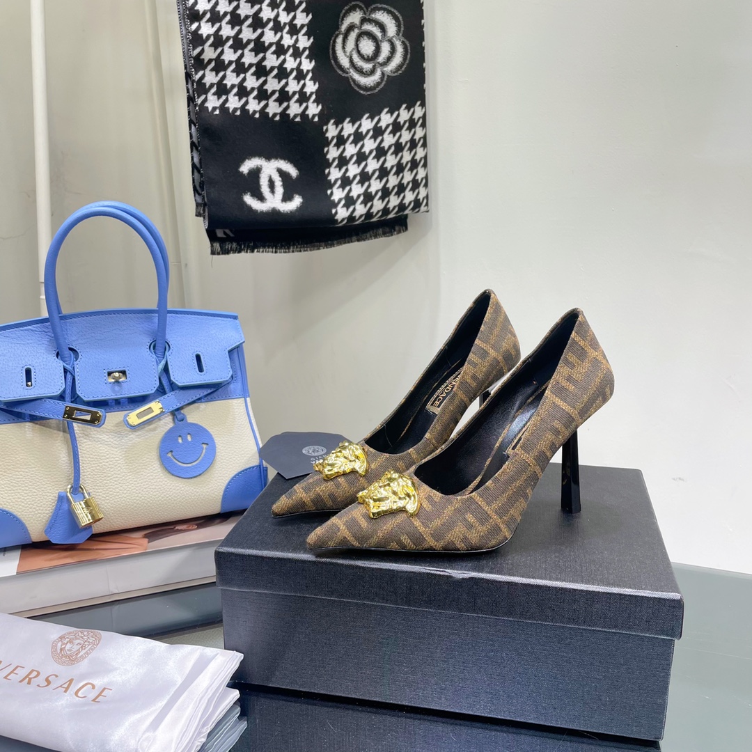 Versace x Fendi Fendace FF Jacquard Pumps - PerfectKickZ