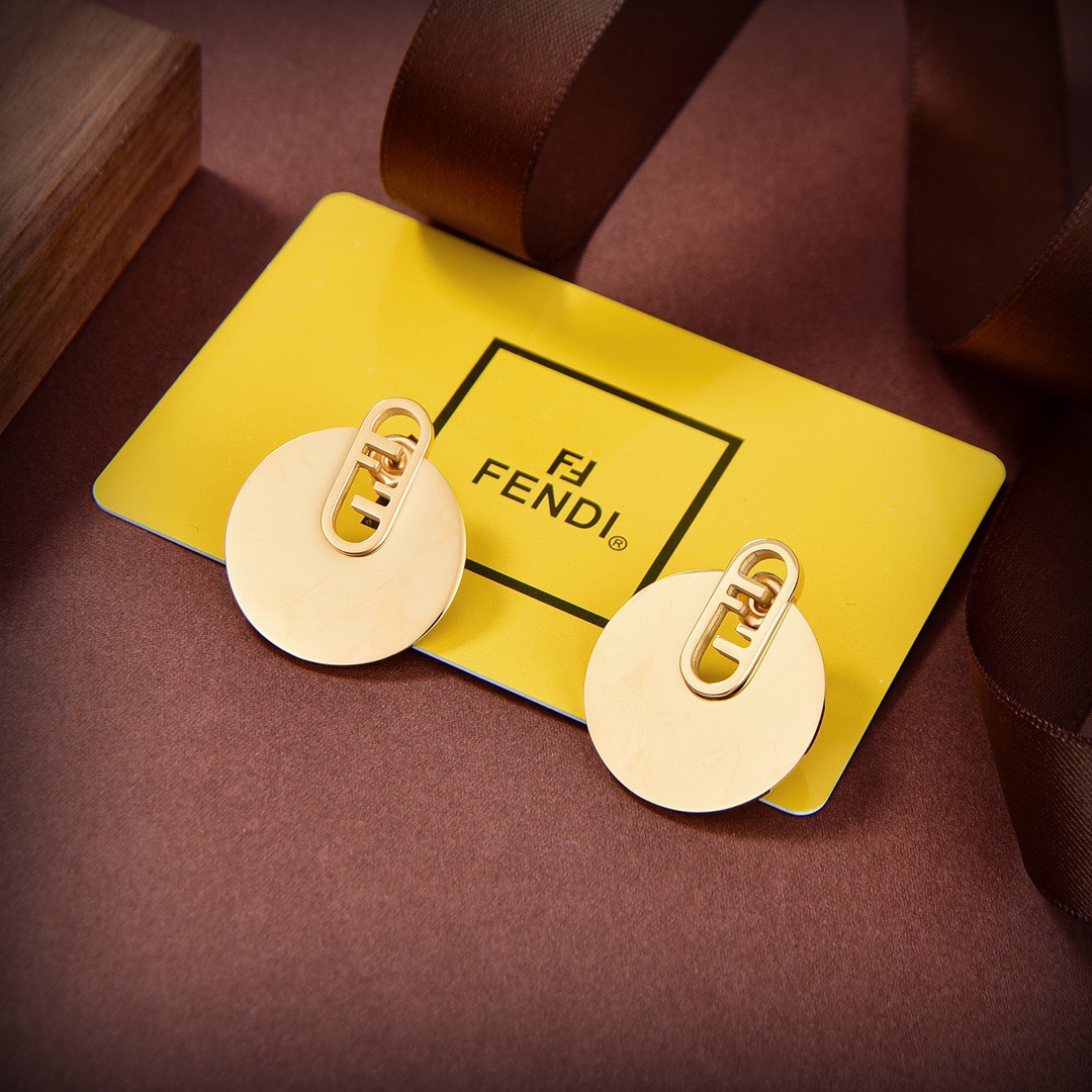 Fendi O’Lock Gold-Coloured Earrings - PerfectKickZ