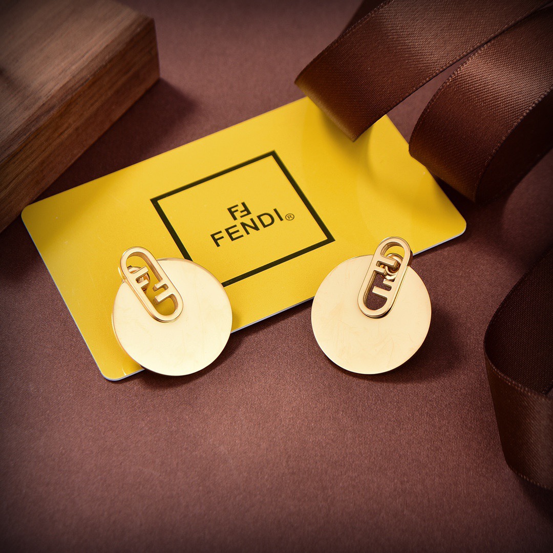 Fendi O’Lock Gold-Coloured Earrings - PerfectKickZ
