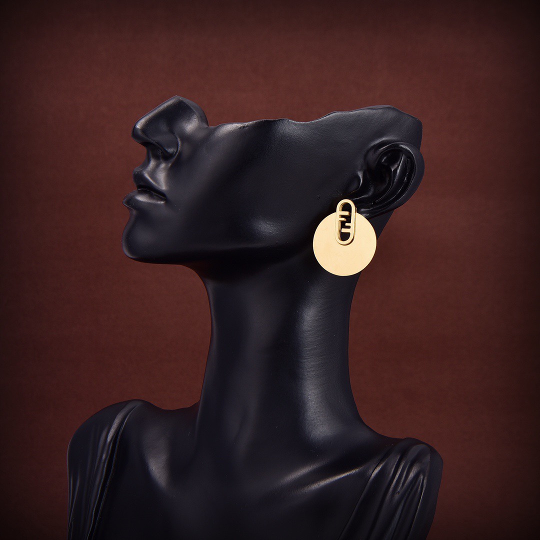 Fendi O’Lock Gold-Coloured Earrings - PerfectKickZ