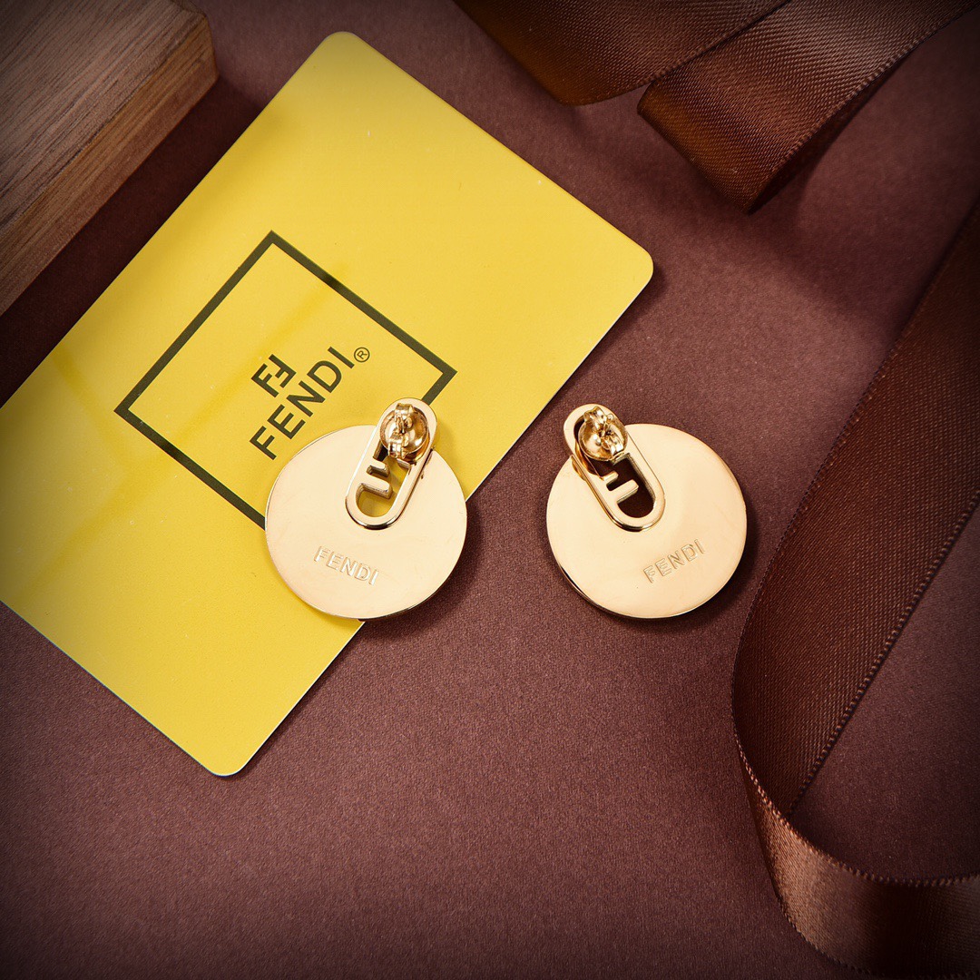 Fendi O’Lock Gold-Coloured Earrings - PerfectKickZ