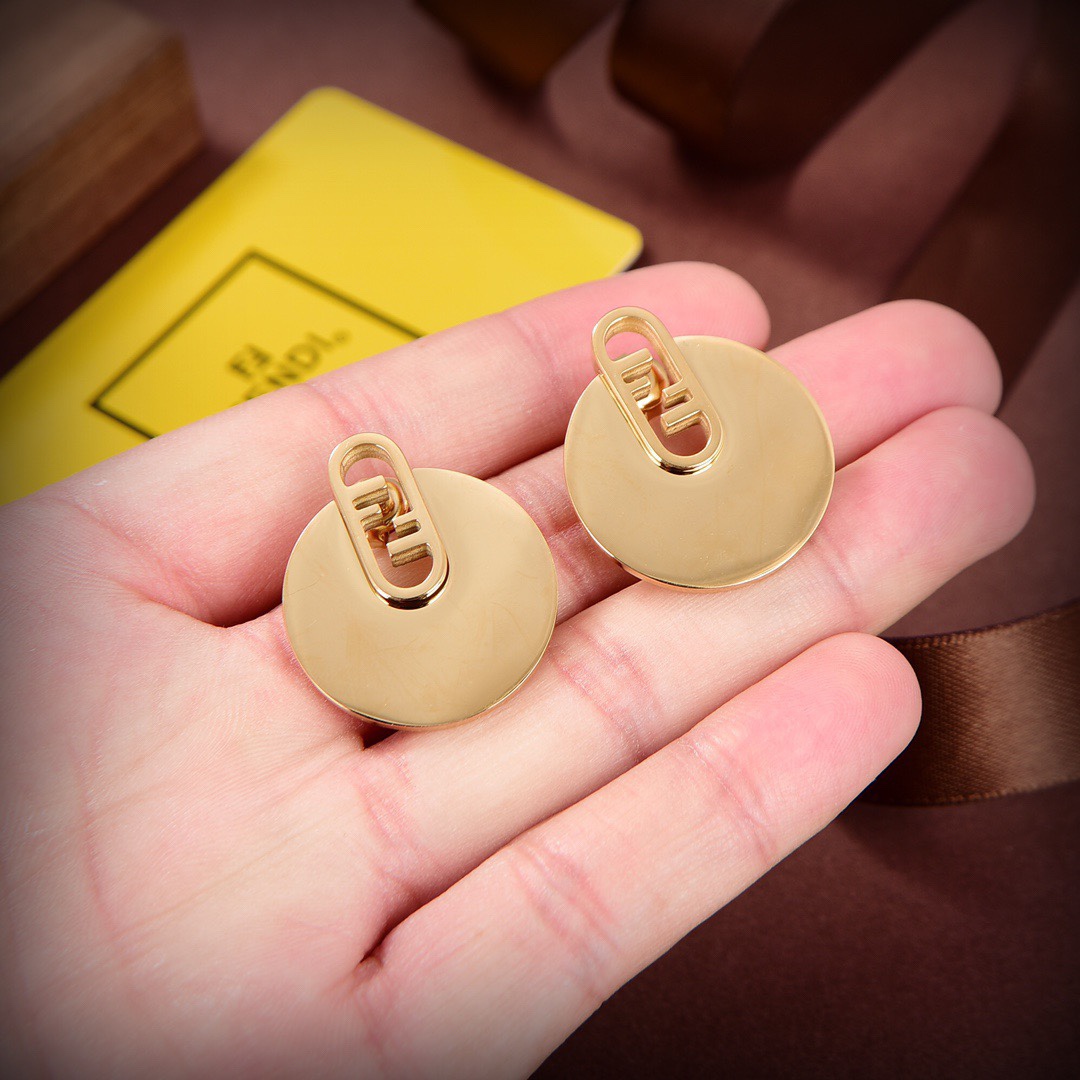 Fendi O’Lock Gold-Coloured Earrings - PerfectKickZ
