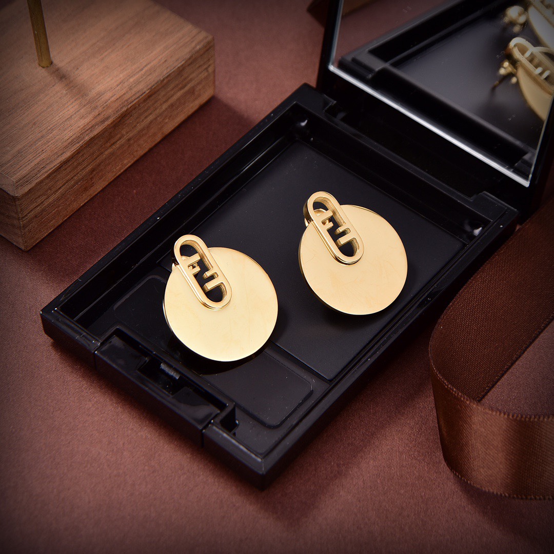 Fendi O’Lock Gold-Coloured Earrings - PerfectKickZ