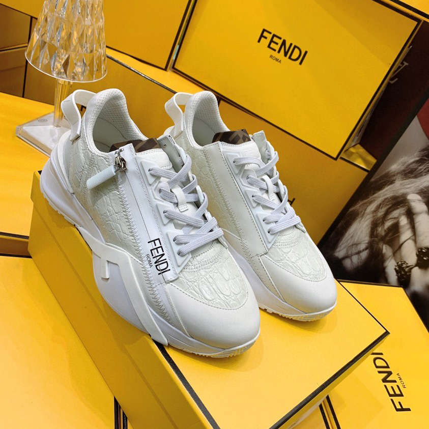 Fendi Flow Beige Suede Low-Tops Sneakers - 