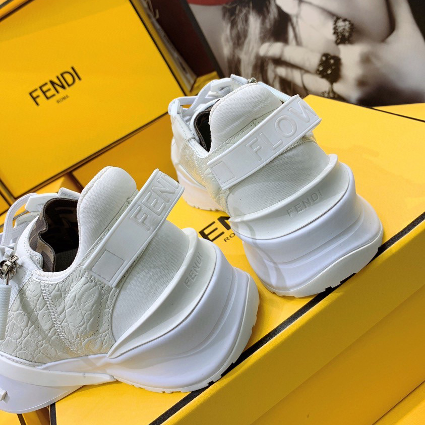 Fendi Flow Beige Suede Low-Tops Sneakers - 