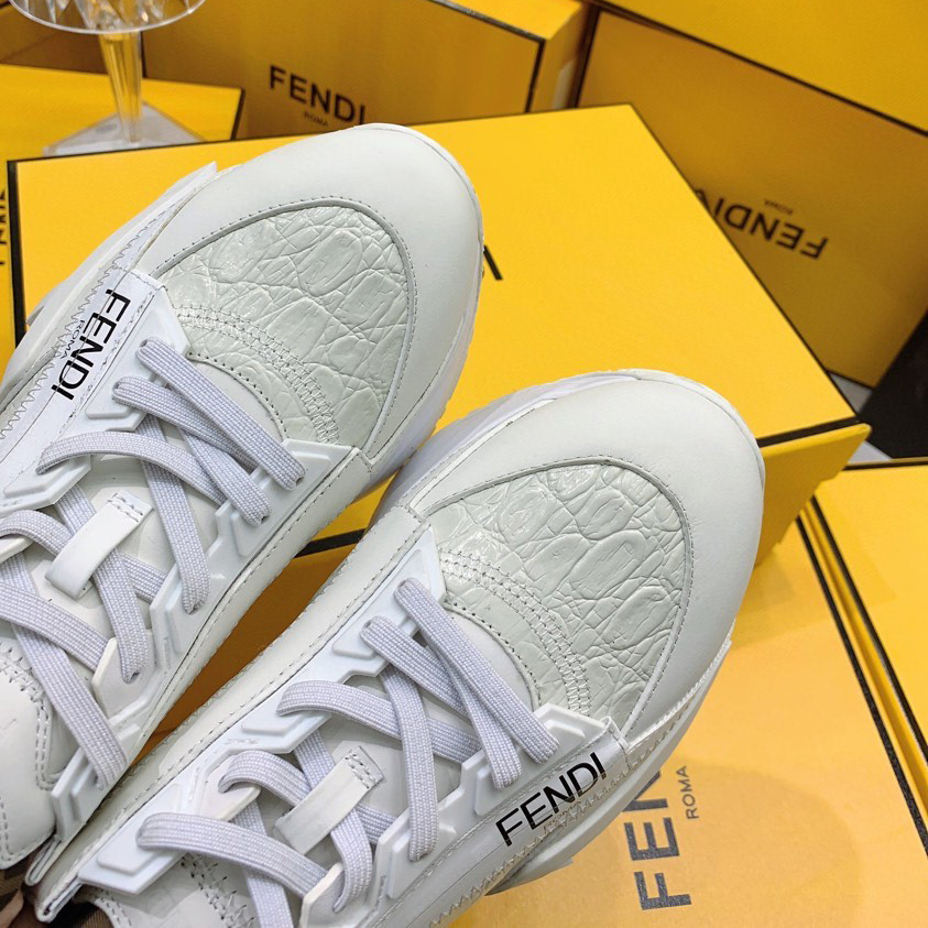 Fendi Flow Beige Suede Low-Tops Sneakers - 