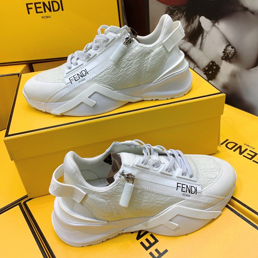 Fendi Flow Beige Suede Low-Tops Sneakers - 
