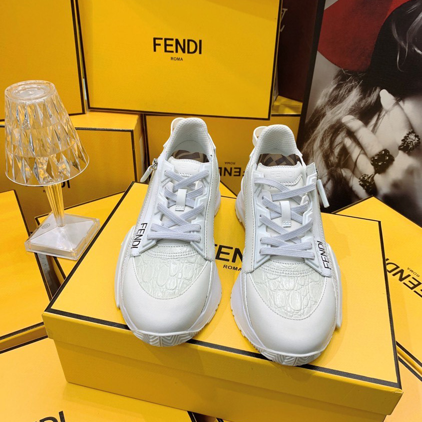 Fendi Flow Beige Suede Low-Tops Sneakers - 