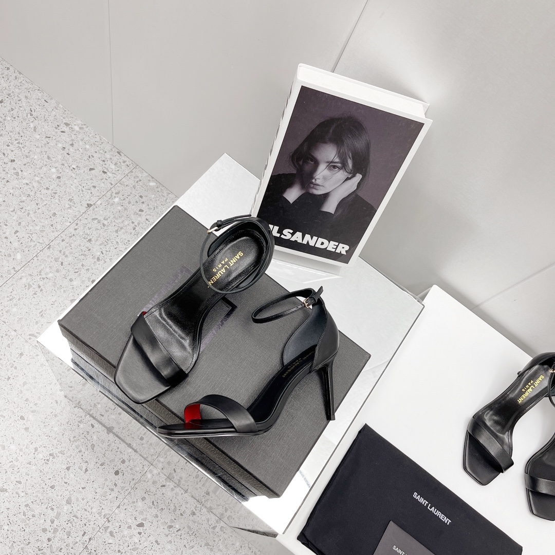 Saint Laurent Amber Sandals In Leather   —  Heel height：85mm - PerfectKickZ