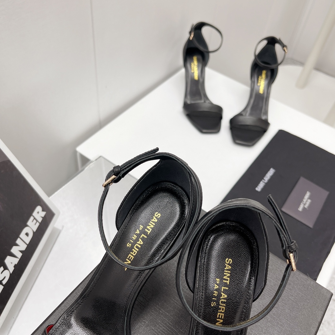 Saint Laurent Amber Sandals In Leather   —  Heel height：85mm - PerfectKickZ