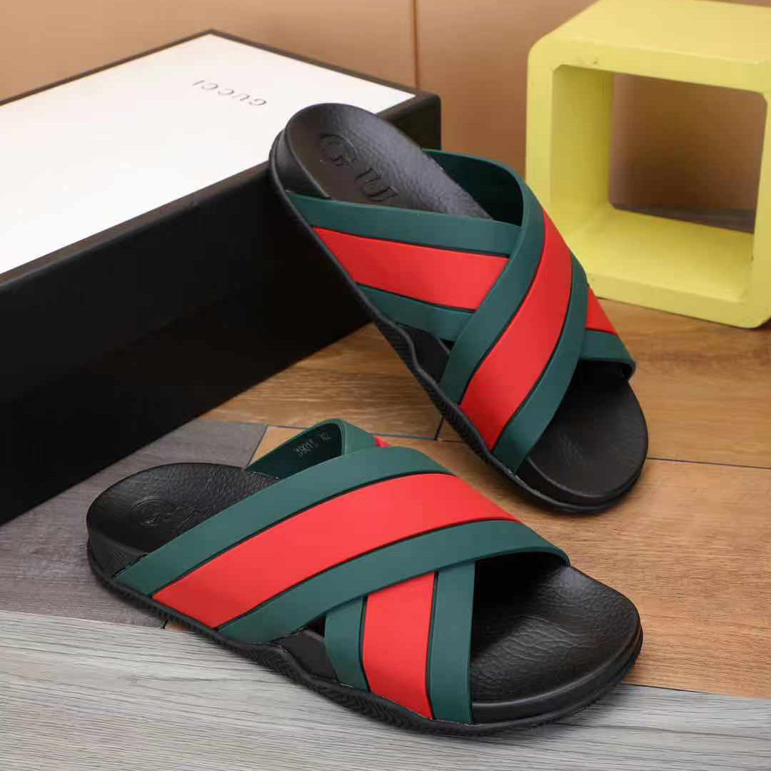 Gucci  Slide Sandals With Web - PerfectKickZ