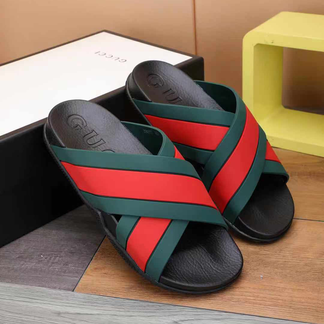 Gucci  Slide Sandals With Web - PerfectKickZ