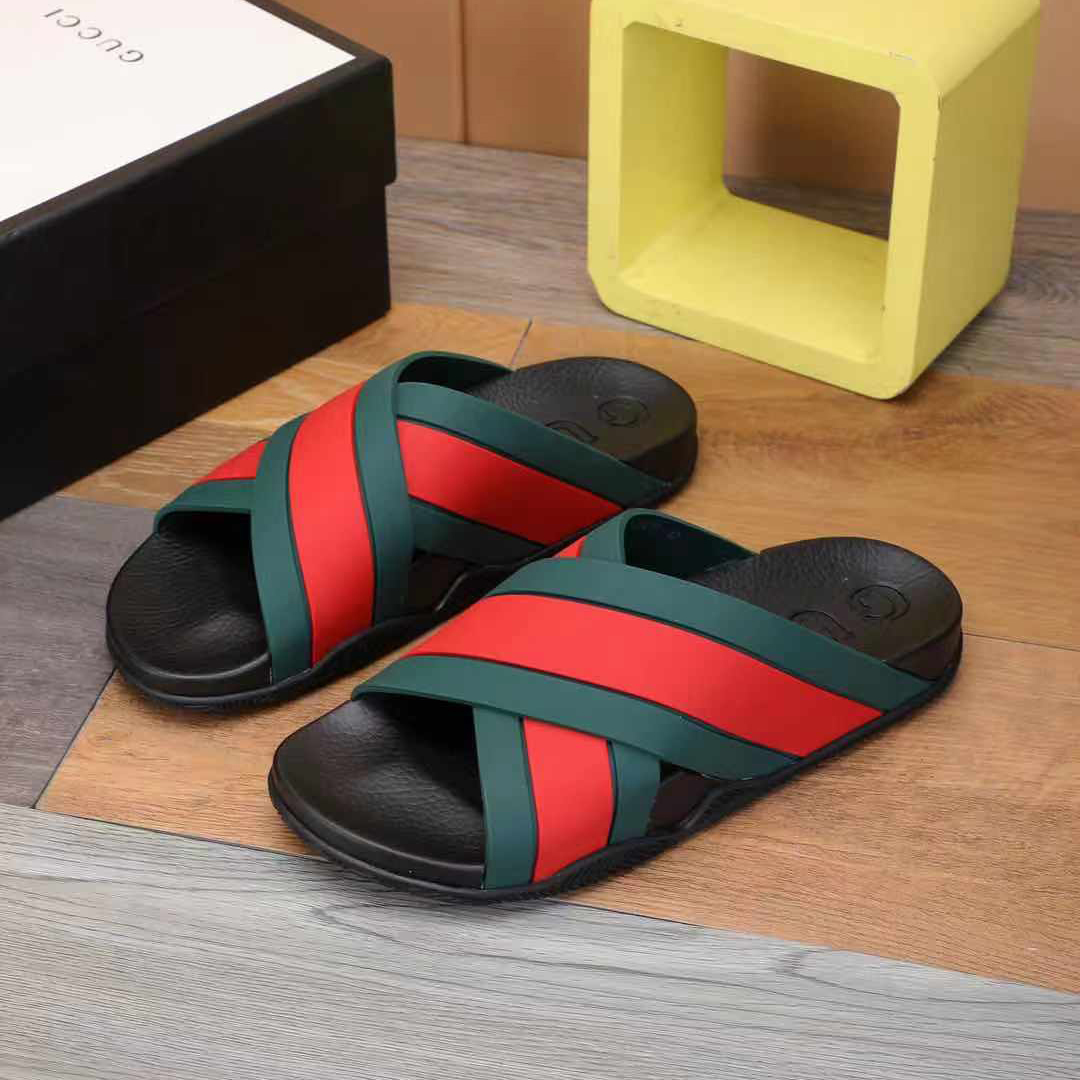 Gucci  Slide Sandals With Web - PerfectKickZ