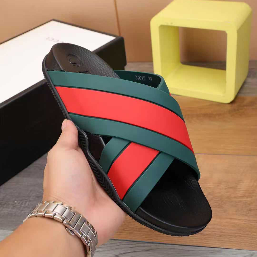 Gucci  Slide Sandals With Web - PerfectKickZ