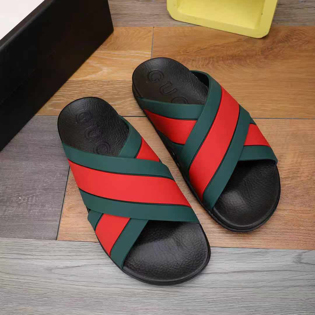 Gucci  Slide Sandals With Web - PerfectKickZ