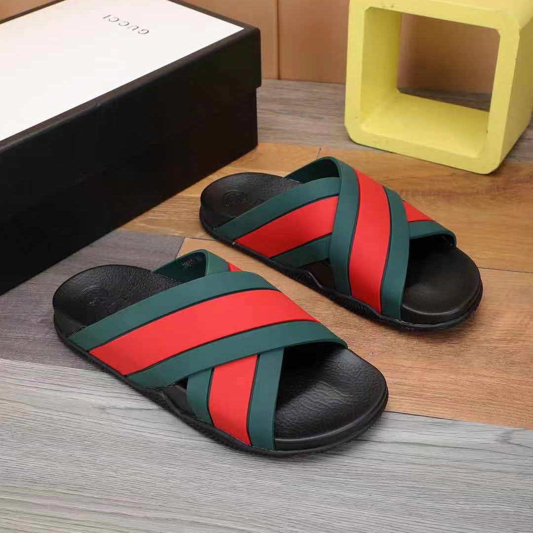 Gucci  Slide Sandals With Web - PerfectKickZ