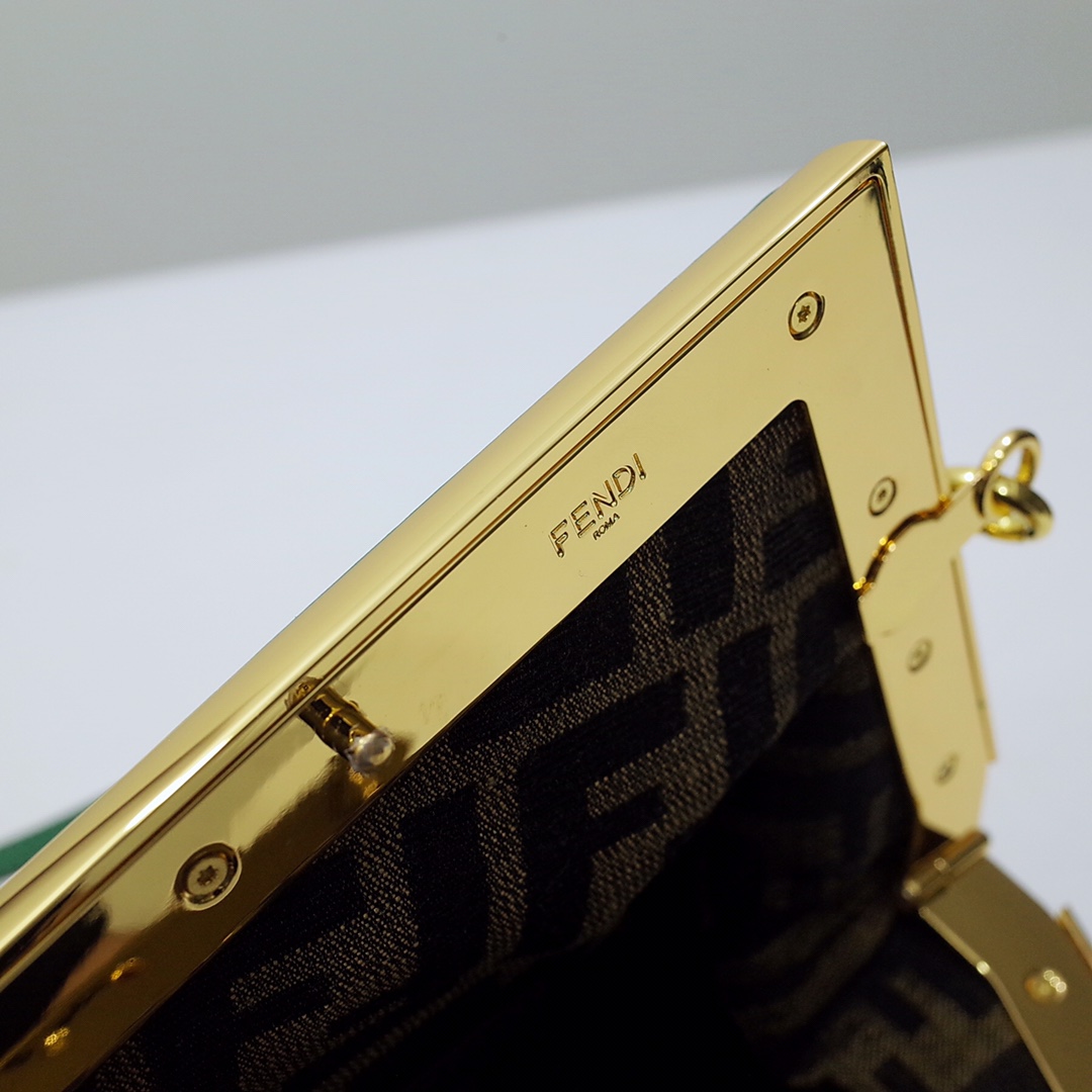 Fendi Gold-Coloured Leather And Sequinned Bag   (26-18-9.5cm)   8BP129  - PerfectKickZ