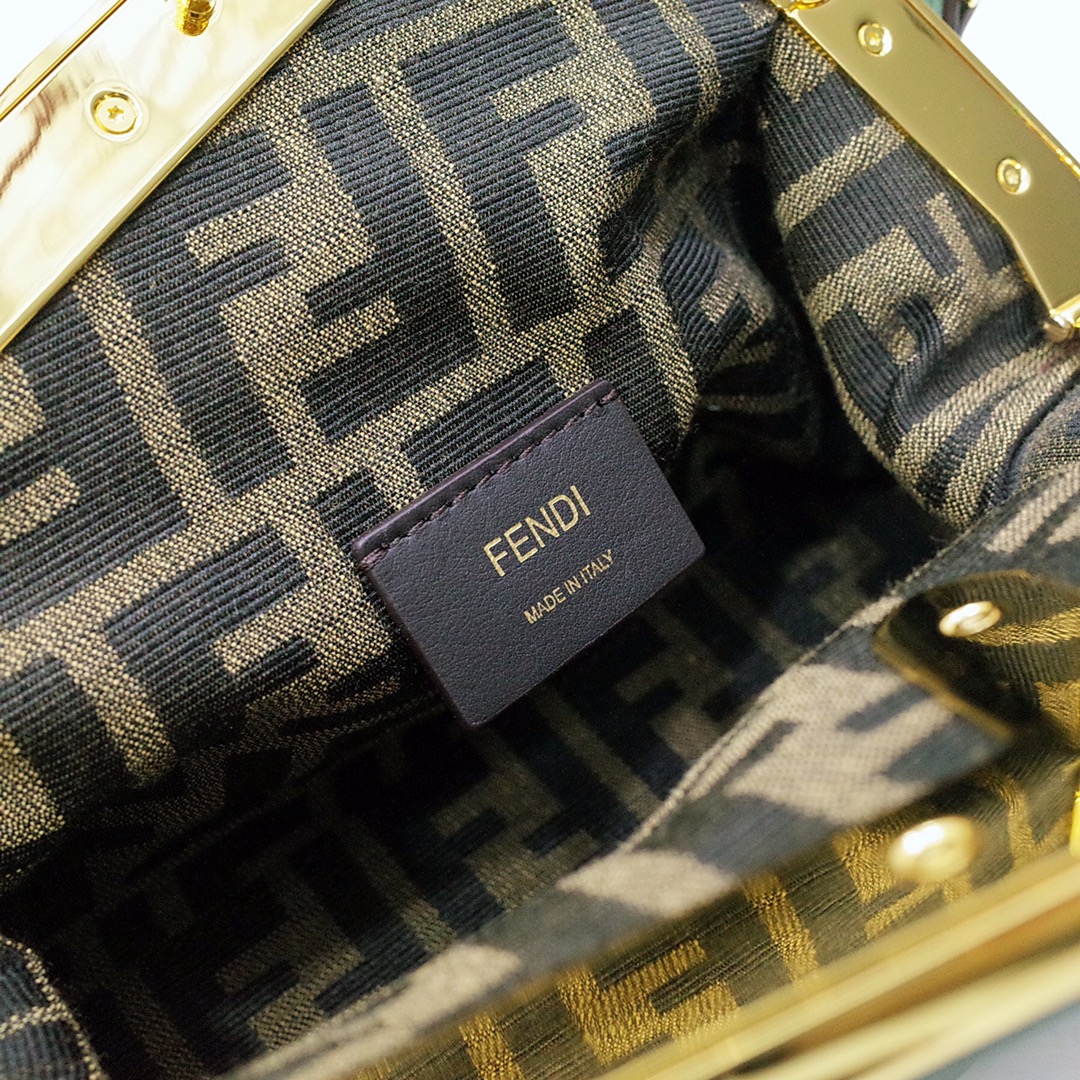 Fendi Gold-Coloured Leather And Sequinned Bag   (26-18-9.5cm)   8BP129  - PerfectKickZ